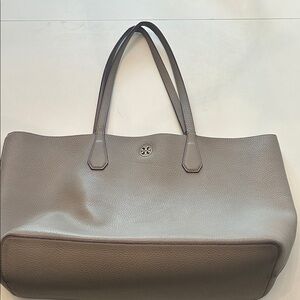 Tory Burch Gray Leather Tote Bag